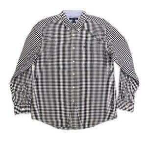 Tommy Hilfiger Men's L Black & White Gingham Check Classic Fit Shirt Button Down
